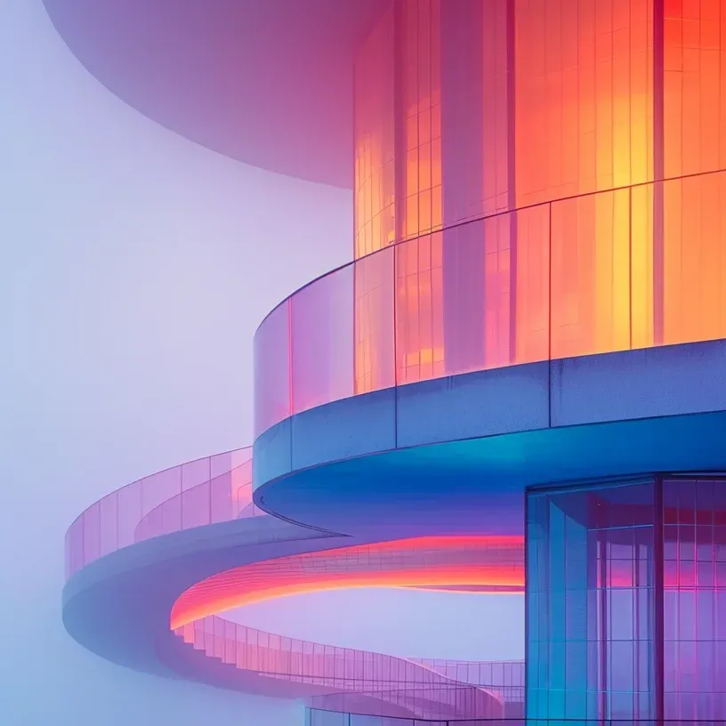 Pink building view, macro shot