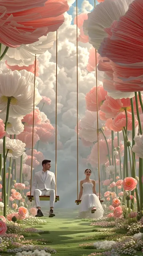 Swings suspended from clouds