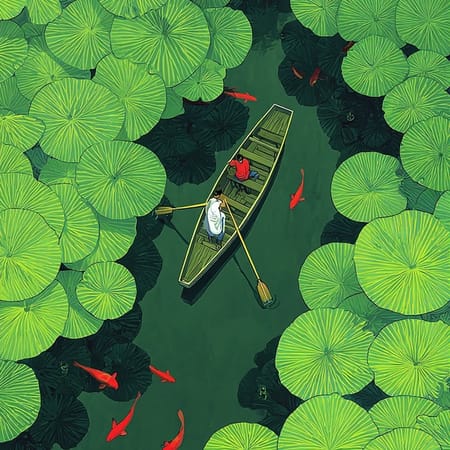 Image of: Overgrown lake from above