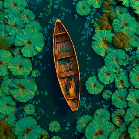 Image of: Green lakes, ink painting