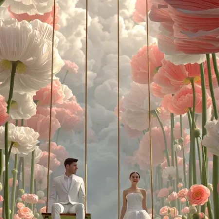 Image of: Swings suspended from clouds